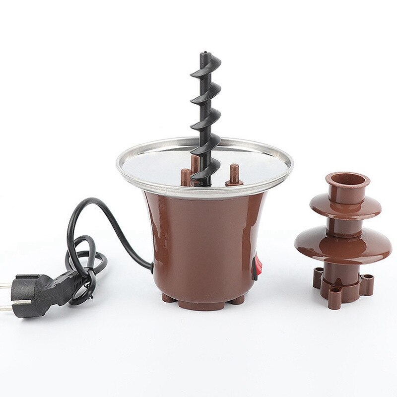 Mini chokolade springvand tre lag chokoladesmelte med opvarmning fondue maskine diy smelte vandfaldskande