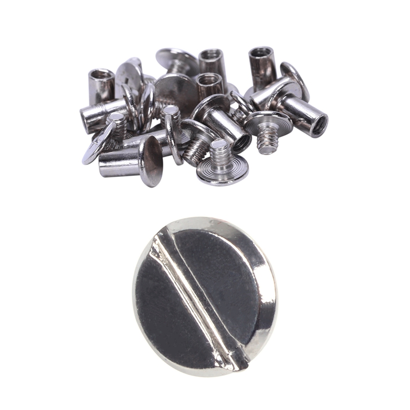10Pcs Scrapbook 5mm x 8mm Nickel-Plated Binding Post Screw &amp; 10 Sets Leather Belt 5 x 6 mm Silver Screw Binding: Default Title
