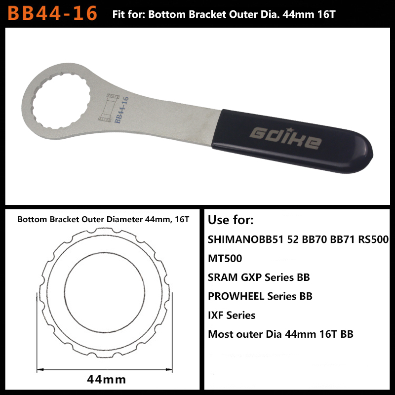 Onderste Beugel Tool Multi-Size 12T 16T 24T Bb Sleutel 39-52Mm Fiets Gereedschap Voor Sram Bsa Fsa Dub Mtb Weg Fiets Reparatie Tools: GRIJS