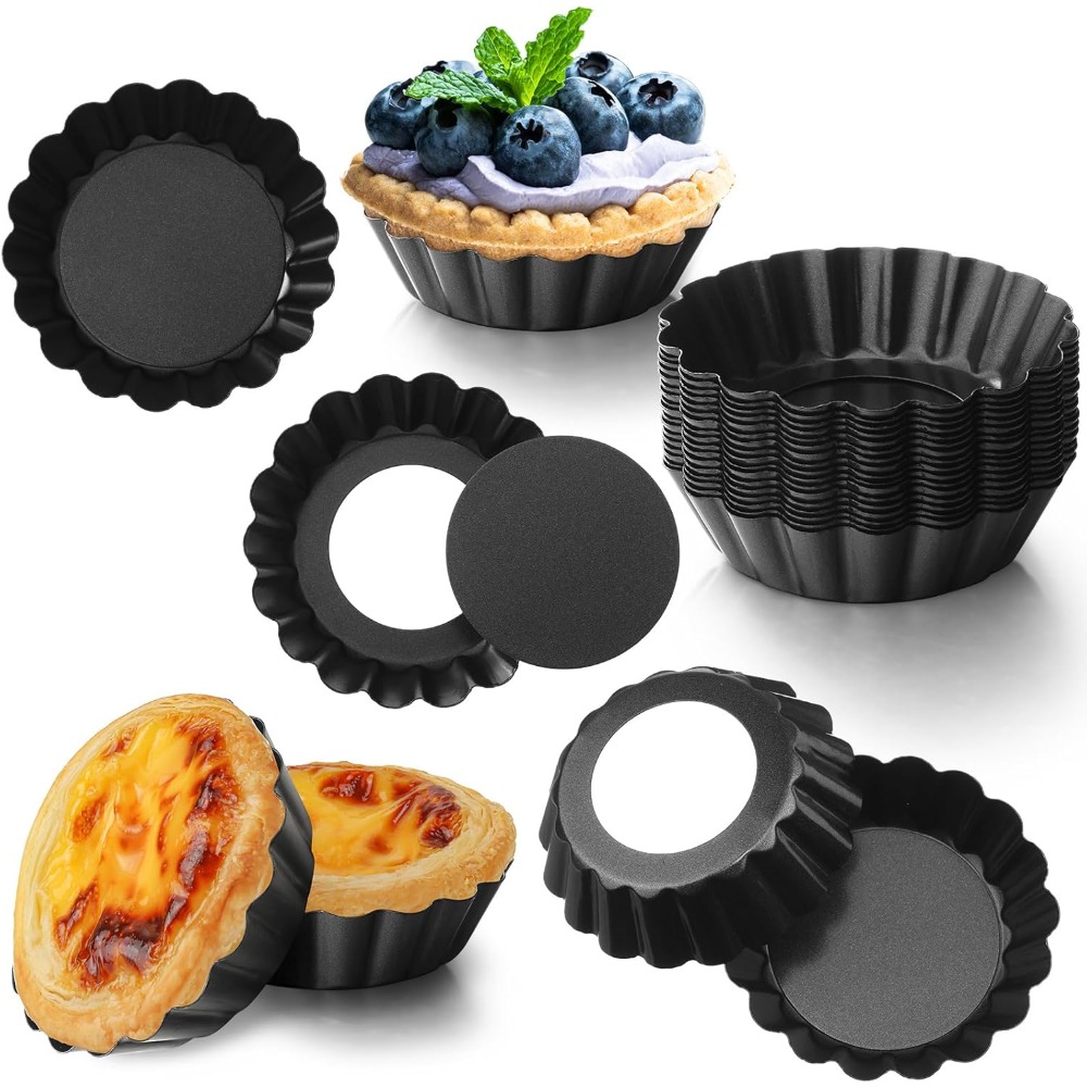 Mini-Törtchenformen, 8 cm, Eier-Törtchenformen mit abnehmbarem Boden, antihaftbeschichtet, kleine geriffelte Cupcake-Dosen, Törtchen, Quiche-Pfanne für Kuchen