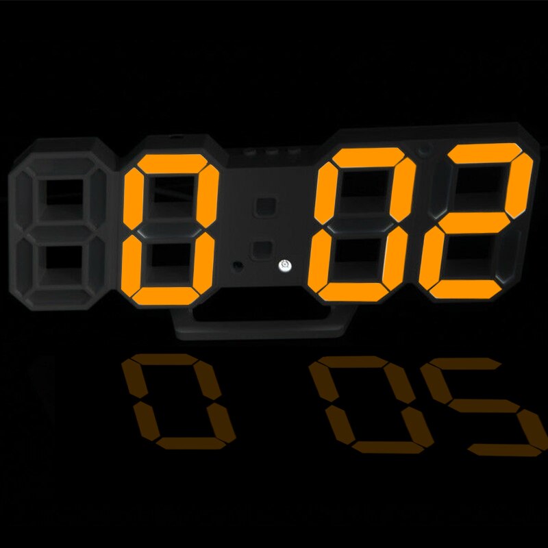 Eenvoudige Moderne Digitale 3D Led Wandklok Wekkers Snooze Klok Met 12/24 Uur Display Home Cedroom Digitale Wandklok e2S: White orange Font