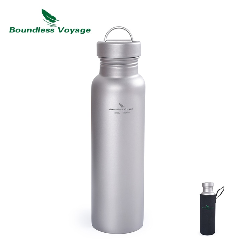 Grenzeloze Voyage Outdoor Camping Fietsen Wandelen Titanium Sport Fles Water Fles Met Titanium Deksel 28Oz 800Ml