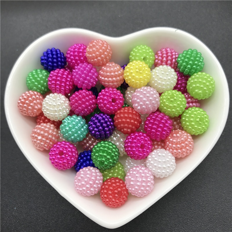 10mm 50pcs Acrylic Beads Bayberry Beads Round Loose Beads Fit Europe Beads For Jewelry Making DIY Accessories