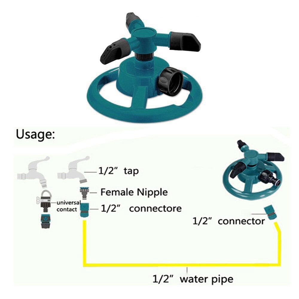 Havesprinkler automatisk vanding græsplæne 360 grader rund roterende sprinkler 3 dyse havegræs vanding dyse  #10