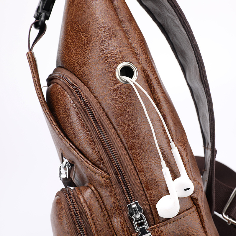 Sacs à bandoulière pour hommes sac de poitrine USB pour hommes sac de messager charge hommes sac de poitrine en cuir sac de messagers de voyage court scolaire