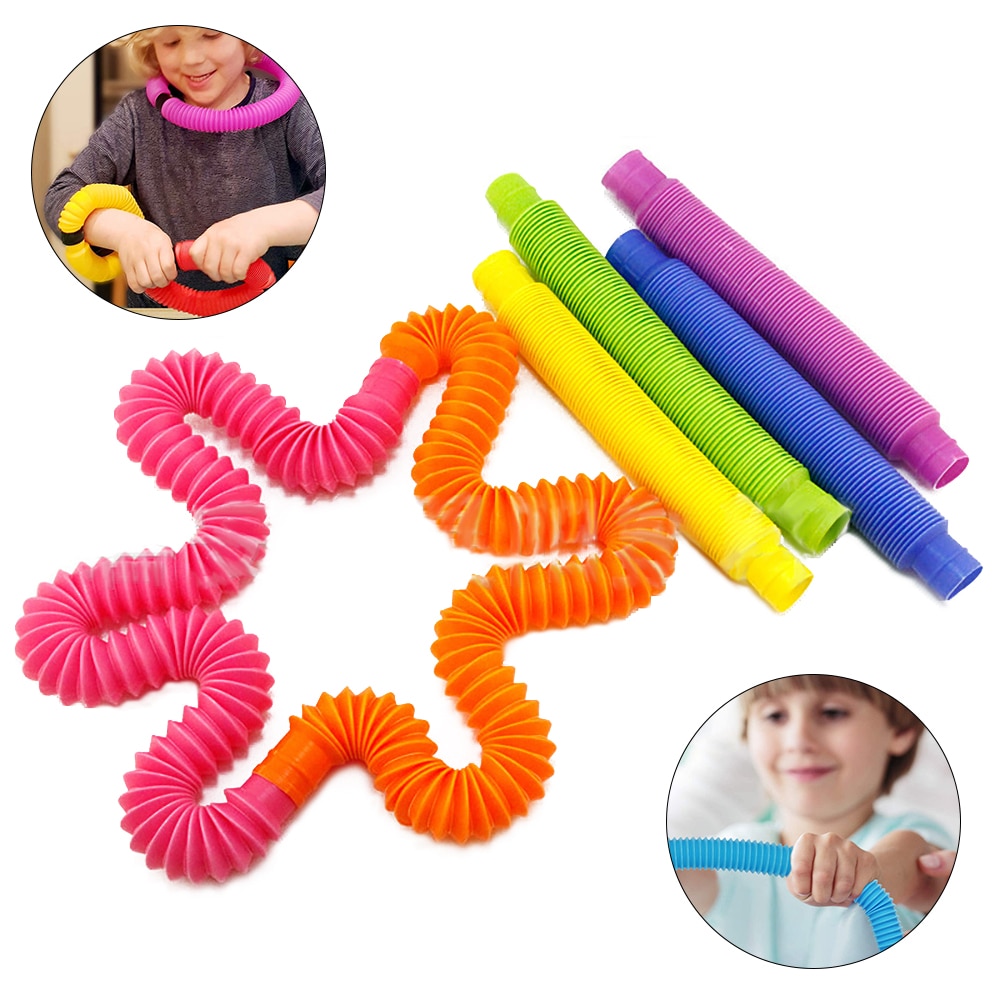 8Pcs Magical Speelgoed Kleurrijke Cirkel Grappig Speelgoed Vouwen Plastic Pop Buis Spoel Kinderen 'S Early Development Educatief