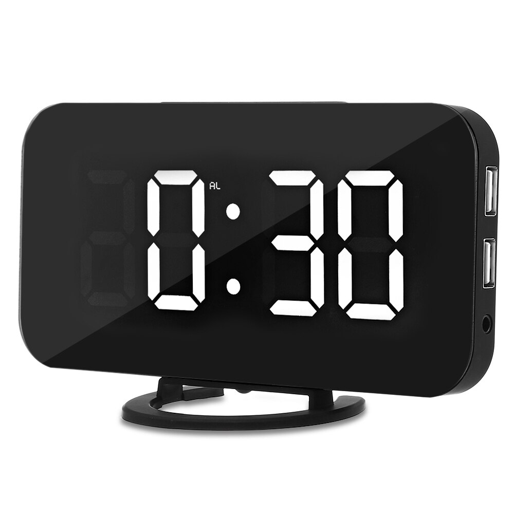 Sensor USB Modern Digital Clock LED Digital Alarm Table Clock Brightness Adjustable for Home Office Hotel Light: WHITE