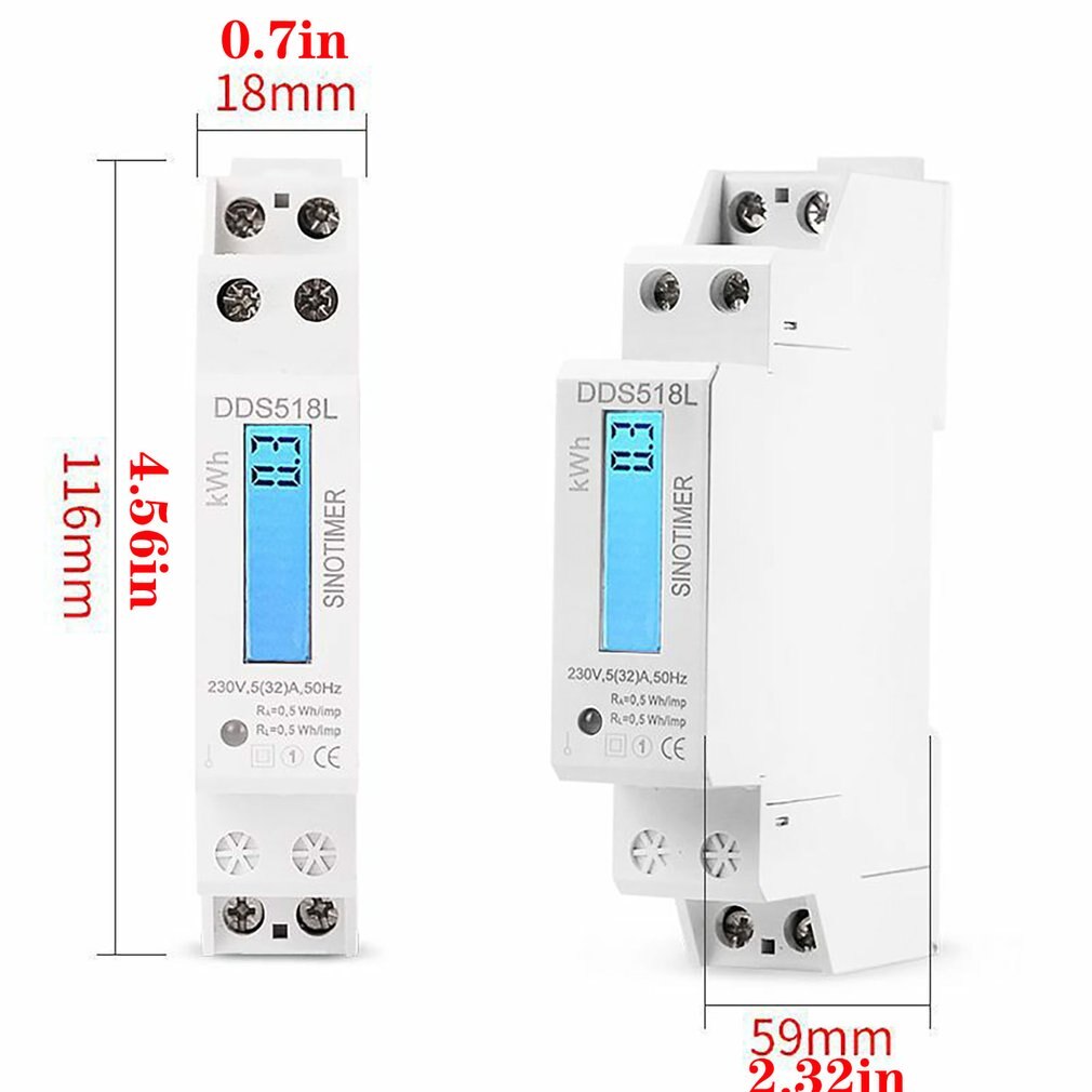 Eenfase Lcd Backlit Wattmeter Stroomverbruik Watt Energie Meter Kwh Ac 5-32A 230V 50Hz 110V 60hz Elektrische Din Rail Mount