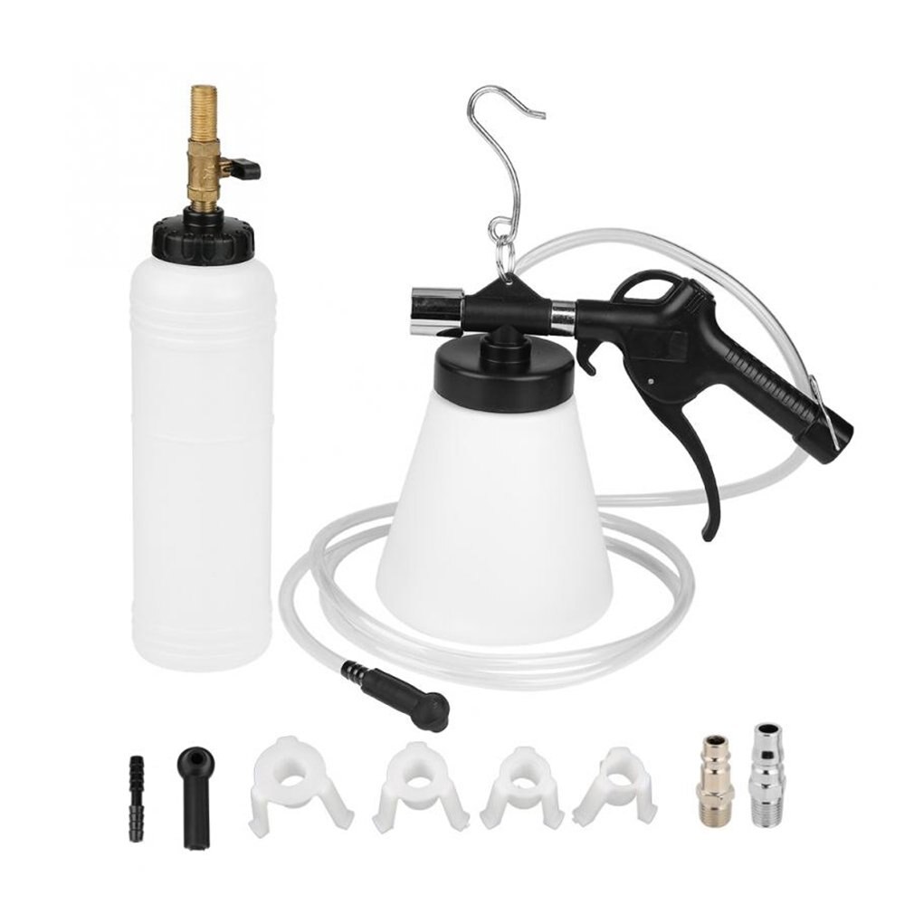 Pneumatic Air Brake Bleeder Kit Plastic Clutch Vacuum Bleeding Extractor Fluid Fill Change Machine Double Pot 10 Pieces Set