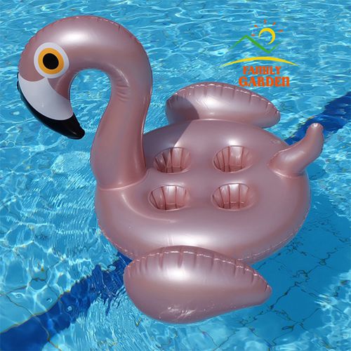 Dyreformet pool svømmer oppustelige flydende kopholdere til drikkevarer glas- rosa lyserød flamingo hvid svane sky rianbow: Rose guld