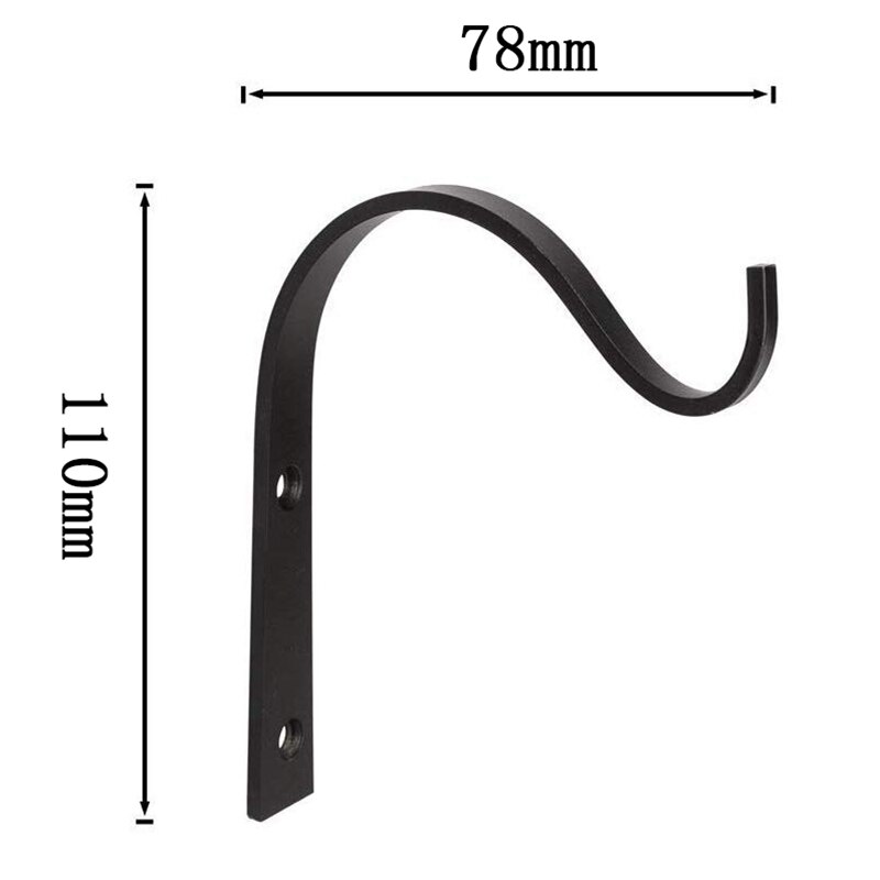 Hanging Basket Brackets Wrought Iron Wall Hooks for Planter Lantern Coat, Set of 4