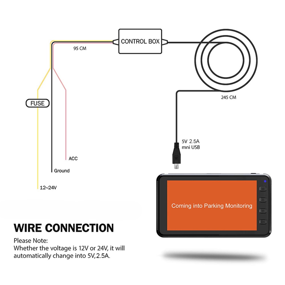 Zerogogo hardwire kit 12v to 5v hardwire voor dashcam auto adapterkabel voor dvr opladen voor dashcam draad voor dvr met acc