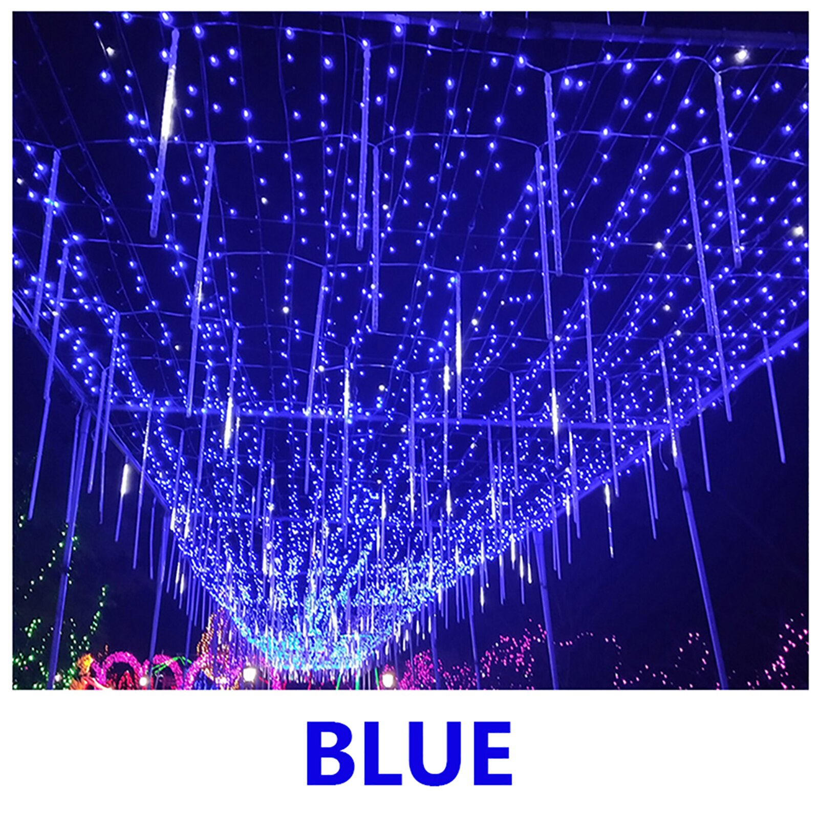 Meteor Shower Lights Icicle Rain Falling Snow LED Lights 30cm 8 Tubes: EU Blue
