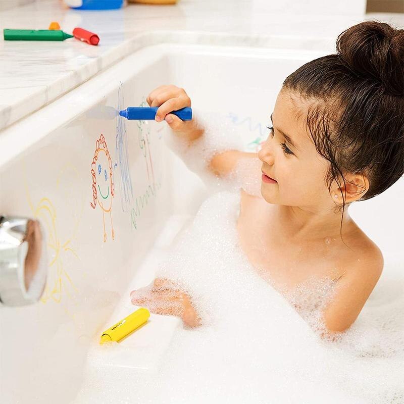 6 stk / sæt badeværelse farveblyant sletbart graffiti legetøj doodle pen vaskbar til baby badeværelse børn farveblyanter børns badning  a8 jeg 2