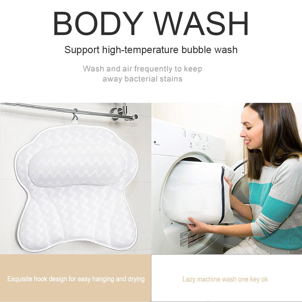 Luxury Home Bath Spa Pillow Deep Spongy Cushion Relaxing Massage Big Suction Cup Bathtub Neck Back Comfort Support Relaxing Tool