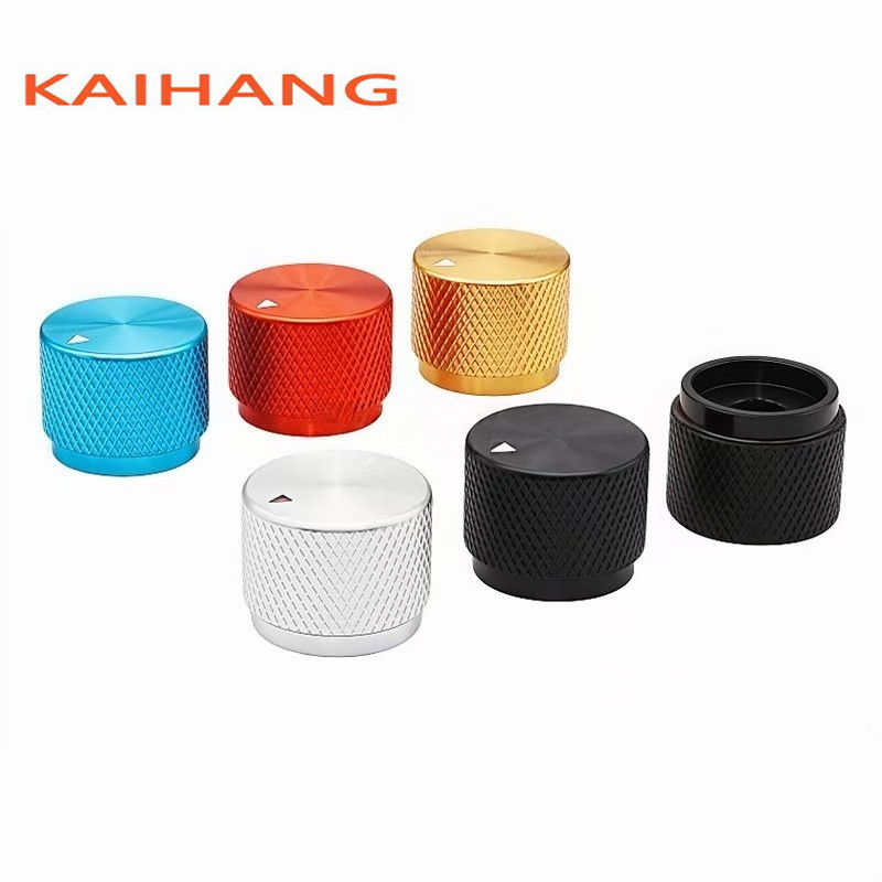 1PCS 20*15.5MM Alle aluminium Gekartelde knop cap Potentiometer Knop Panel bediening knop cap ronde gat 6mm