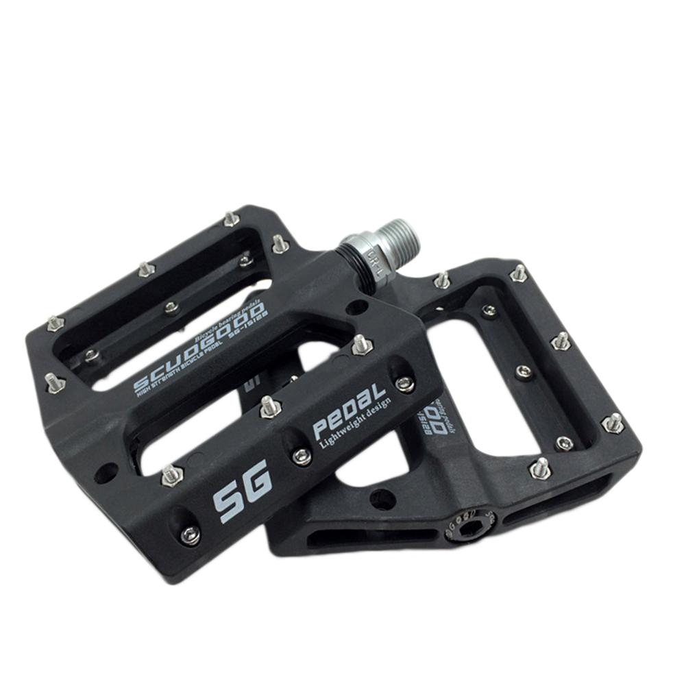 Bmx mtb 1 par pedaler nylonfiber terrengsykkel flate pedaler for landevei bmx sykkel anti-skli pedaler sykkeltilbehør 9/16 tommer: Svart
