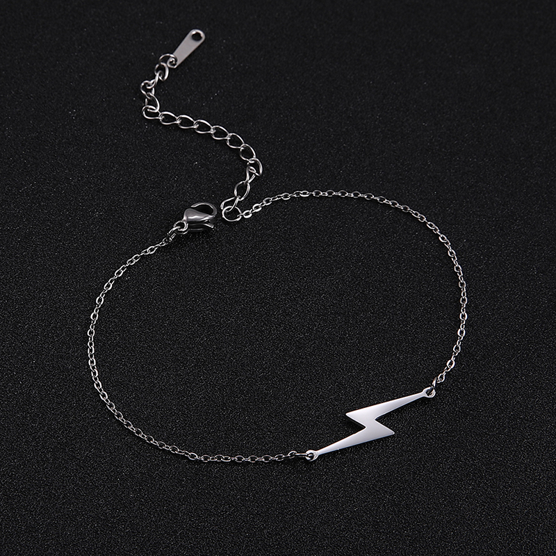Pulseras simples de acero inoxidable para mujer, pulsera con colgante de brújula de rayo, joyería de lujo, pulsera de con dijes,