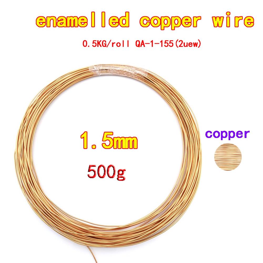 500g/ rull emaljert kobbertråd 0.13/ 0.25mm 0.5/0.8 0.65 1.3 1.4mm qa -1-155 magnettrådspole viklingstråd induktansmotorspole: 1.5mm
