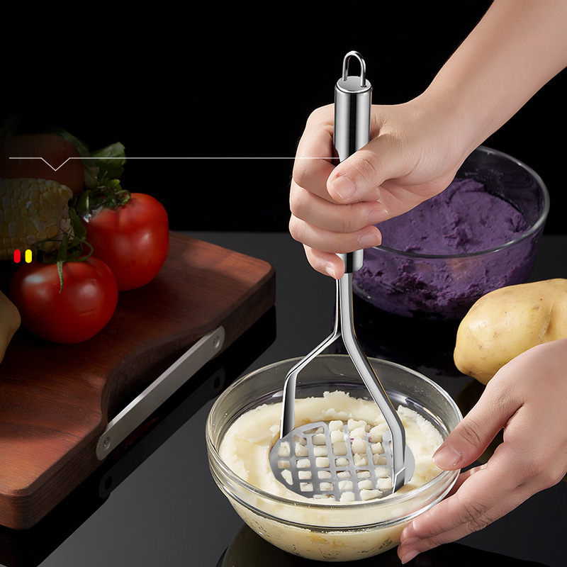 Stainless Steel Potato Pusher Pressed Potato Masher Ricer Puree Fruit Juice Maker Smooth Mashed Potatoes Crusher Kitchen Gadget