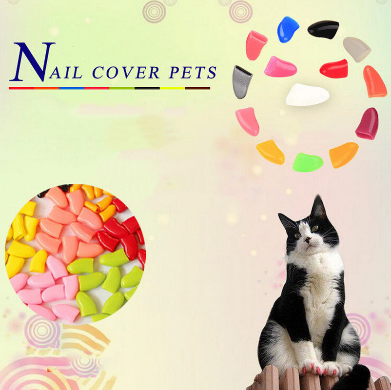 20 piezas perro tapones para uñas de gato suave de silicona Anti-cero pata de Protector de la cubierta del perro del garra aseo manicura gato perro de cuidado de uñas