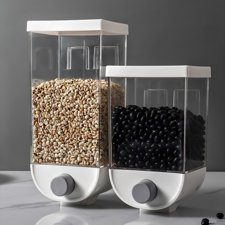 Plastic Grain Storage Box Kitchen Transparent Hanging Container Can Tank Bottle Jars Cereals Oatmeal Coffee Storage Distribution