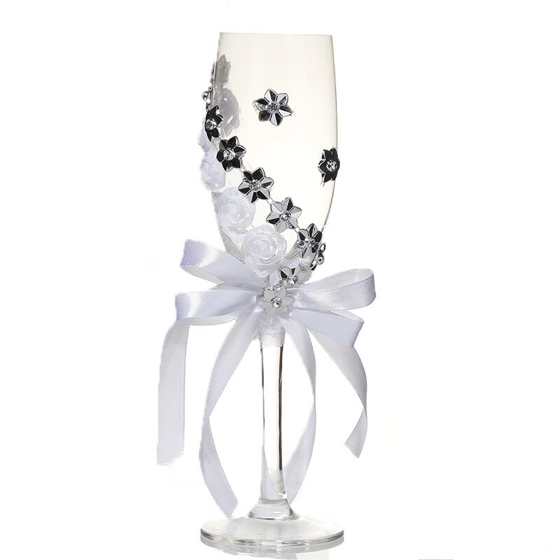 2Stck einstellen Hochzeit Glas Kreative Silber Blumen Kristall Hochzeit Champagner Gläser Becher Rotwein Glas Tasse Hochzeit Dekoration: Ursprünglich Titel