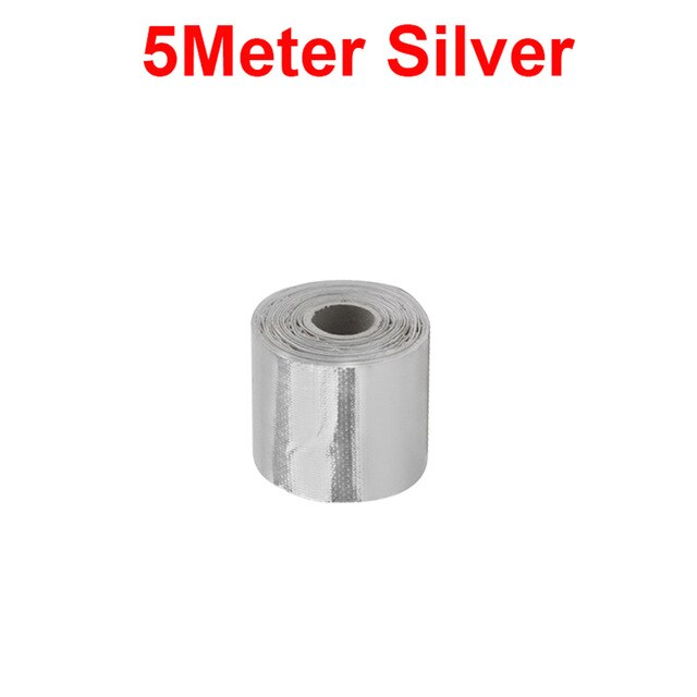 Bande d'isolation thermique réfléchissante, enveloppe d'isolation thermique pour échappement de voiture: 5M -Silver