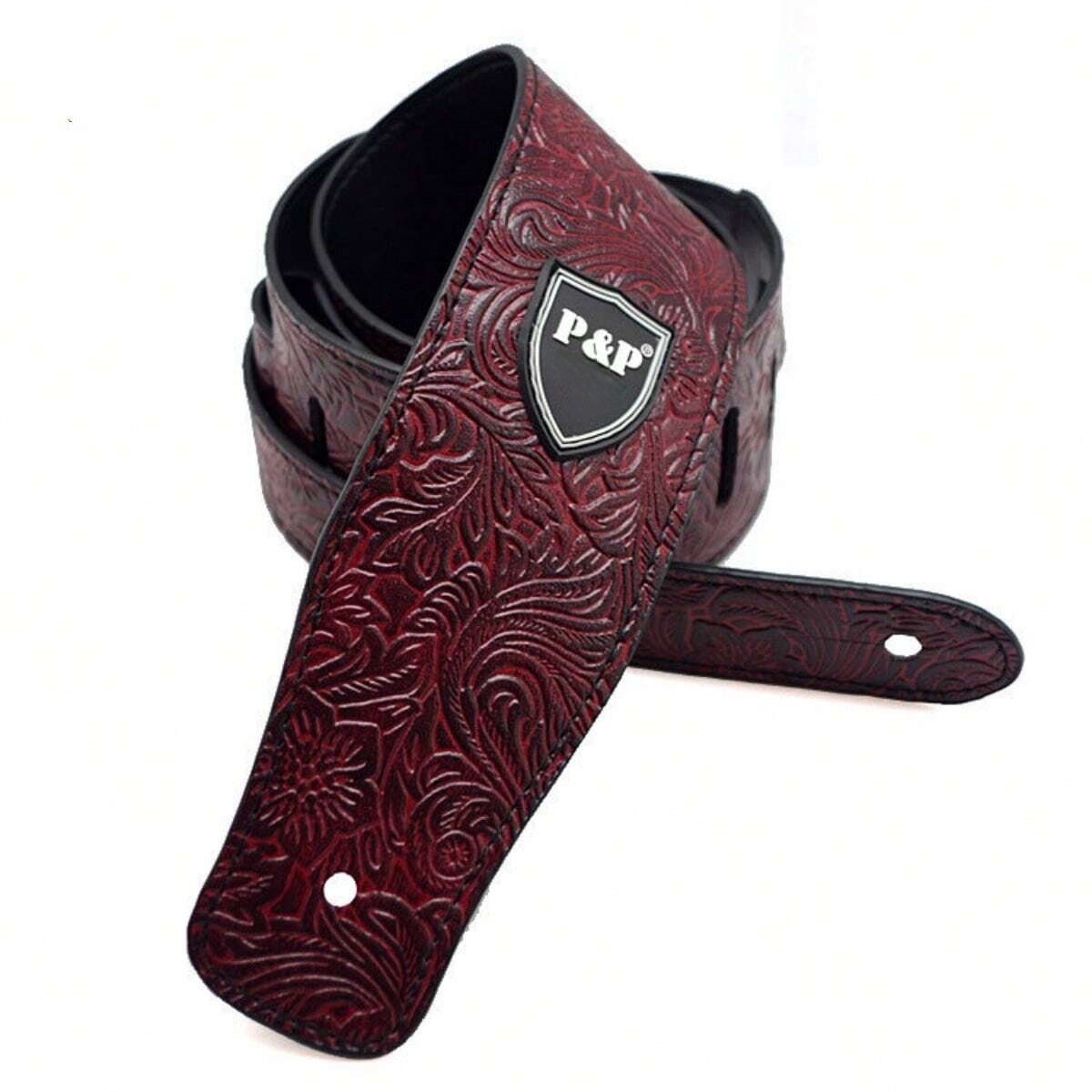Guitar Strap Vintage 2.5 Inch Adjustable Soft Embroidered Belt Classical Bass Music Hobby Guitar Accessories: Red