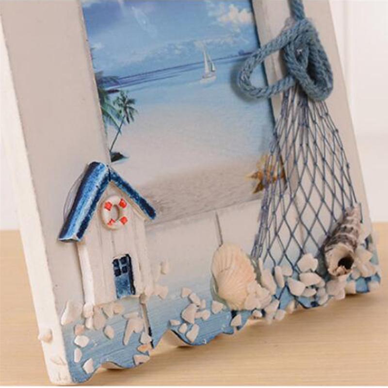 Modern DIY Wooden Photo Frames Sea Mediterranean Style Wall Hanging Door Picture Frames Home Decor Accessories (Random Pattern)
