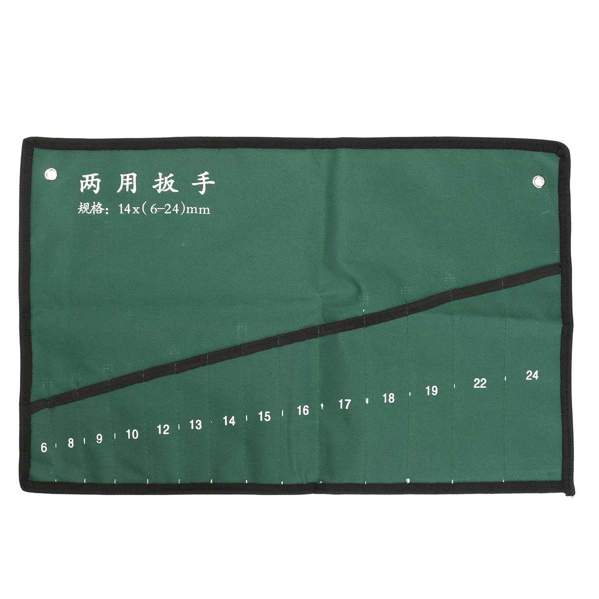 10/14/20 Pockets Double Opening Offset Ring Spanner Kit Case Tool Bag Spanner Wrench Roll Up Storage Organizer Bag Pouch: 14 Pockets