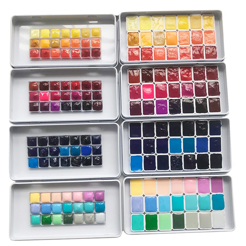 Juego de dispensadores de acuarelas MijELLO, paleta de pinturas artísticas de acuarela, macaron/azul/Verde/púrpura, 0,5 ml, 1ml