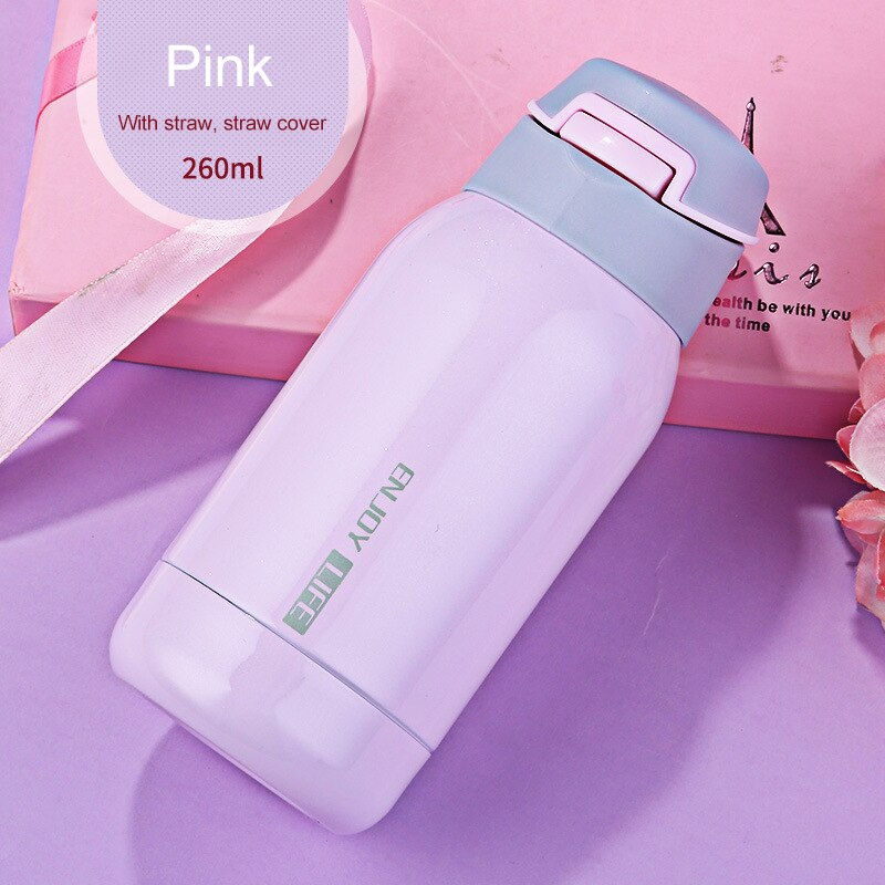 260ml / 450ml rostfri termosflaska med sugrör sporttermosflaska för barn bärbar termoshalm: 260ml b