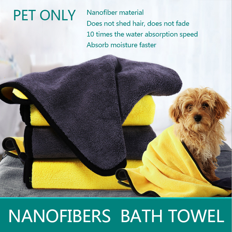 Toalla absorbente para mascotas, Toalla de baño de secado rápido para gatos y perros grandes, suministros de baño de nano fibra, 10 veces de absorción