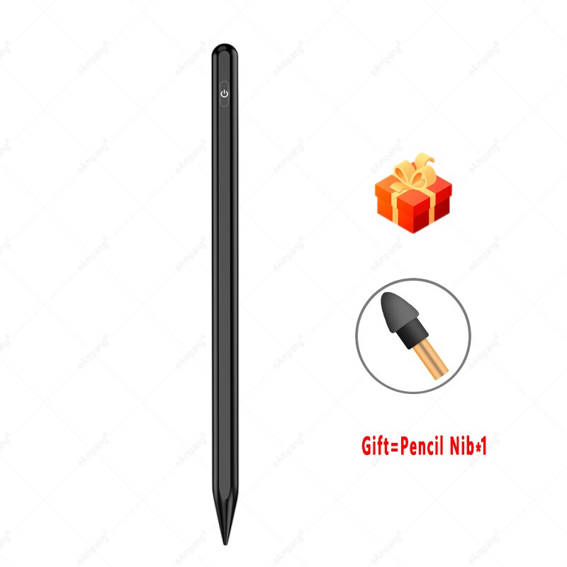 För apple ipad penna till ipad 10.2 7th 8th generation air 3 10.5 air 4 10.9 pro 11 12.9 stylus penna palmavstötning: Svart