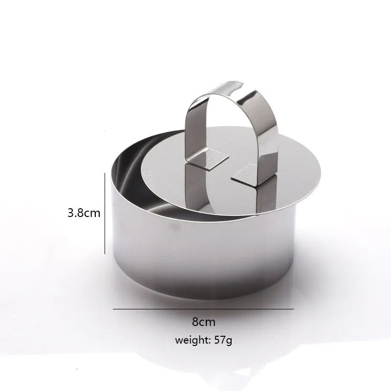 1pcs DIY Tart Rings 8*4cm Dessert Cake Mold Slicer Cutter Stainless Steel Circular with Pusher Kitchecn Pastry Baking Tools: Dark Khaki