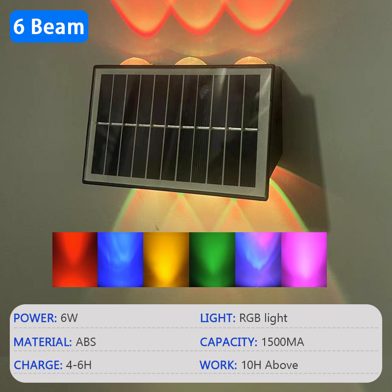 Led solcellevæglampe udendørs  ip65 vandtætte have dekorative væglamper rgb op- og nedbelysning udendørs led solcellelampe: Rgb