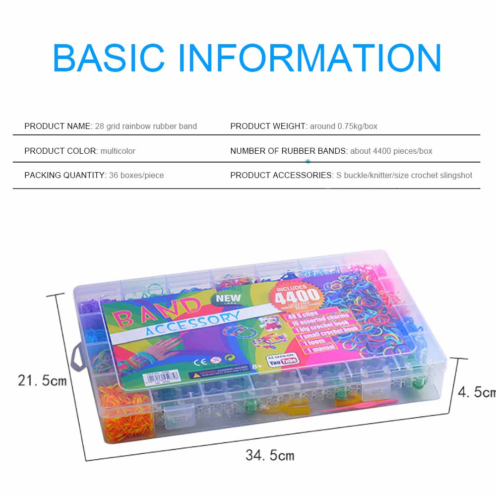 Loom Bands Kits 4400 Loom Bands Loom Rubber Bands Rainbow Hand Knitting Machine Handmade DIY Color Rubber Band For Children