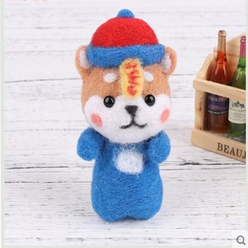 1 set wool for Felt DIY Package, needle felting, Shiba Inu Set animals, hand-made diy kits, you need to do it yourself: violet