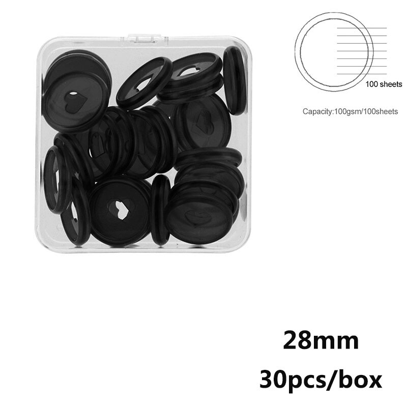 28mm A5 A6 Discbound Notebook Planner Discs Binding Ring Macaron Heart-shaped Mushroom Hole Disc Bound Discs Binding Supplies: Macaron Black 28mm
