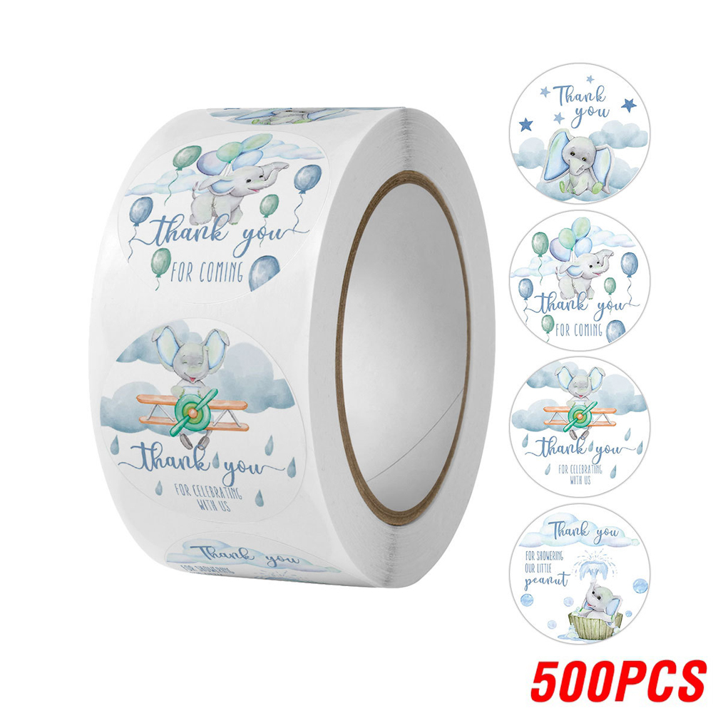 Bedankjes Stickers Cartoon Olifant Sticker Cadeau Pakket Zegel Etiketten Klein Bedrijf Bedankt Stickers 2.5Cm 100-500 Stuks: Licht Geel