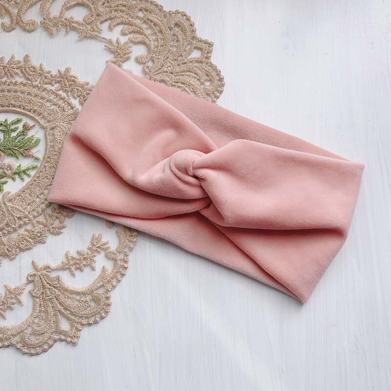 Diademas para mujer, vinchas elásticas de terciopelo con nudo cruzado abrigadas para invierno, turbante suave de Color liso, accesorios para el cabello a la para niñas, diademas