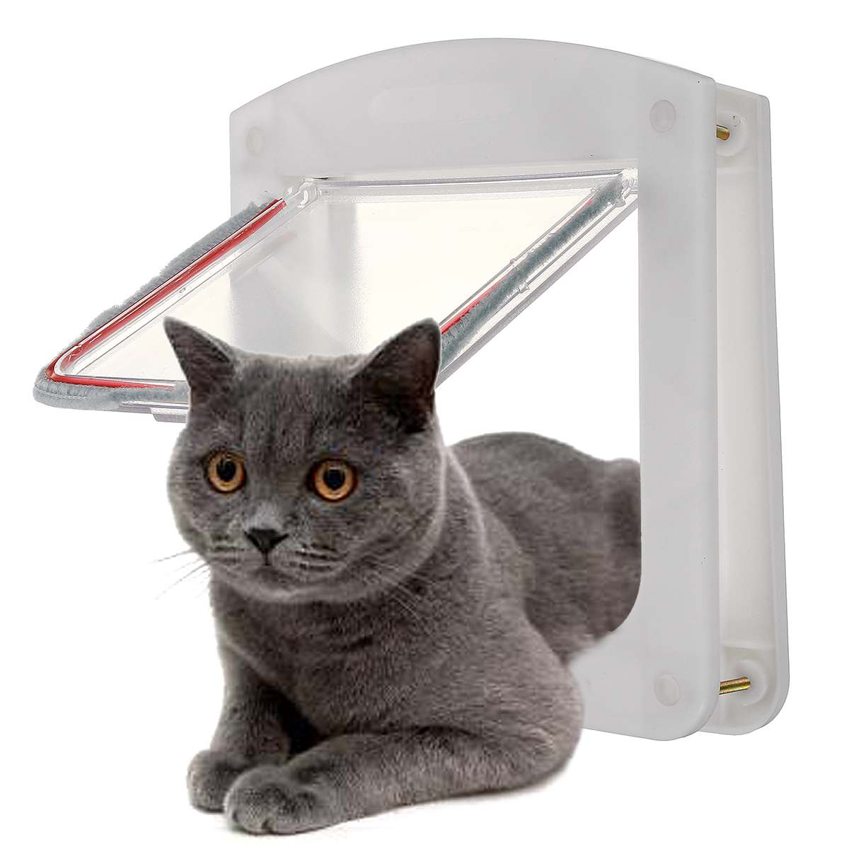4 Way Lock Cat Dog Flap Door Safe Lockable Security Flap Door for Cat Puppy Dog Pet Gate Door Pet Supplies