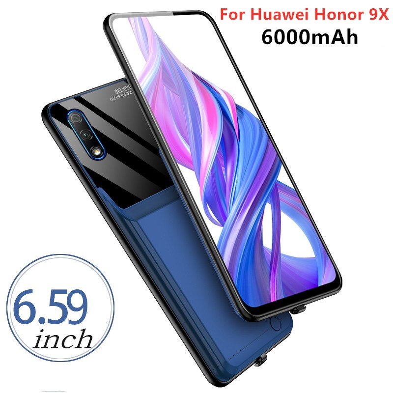 6000 mah:n akkulaturikotelo huawei honor 9x pro:lle pidennetty puhelimen virtakotelo ohut varavirtalähdepakkauksen lataussuojus