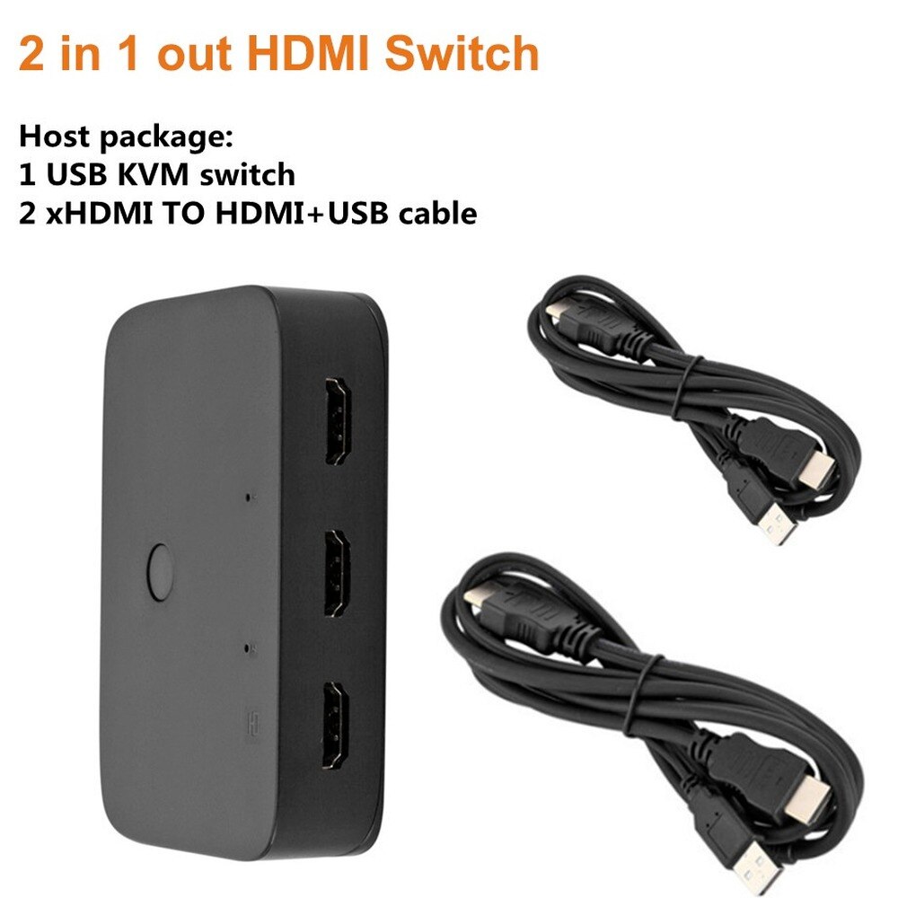 Hdmi-Compatibel Kvm Switch Switcher Splitter 2 In 1 Out 4K @ 30Hz Met USB2.0 Hub Voor pc Monitor Projector Toetsenbord Muis