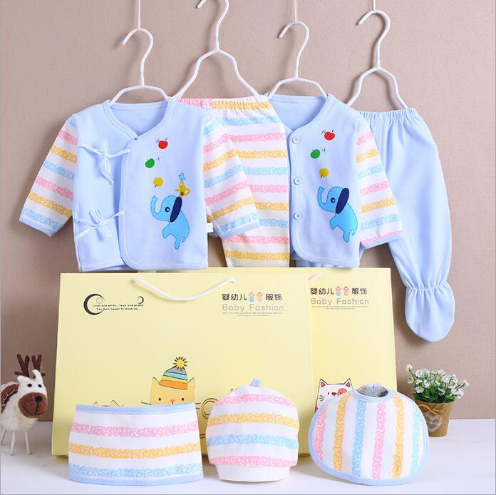Ensembles de vêtements pour bébés | Ensemble en coton, pour -né fille garçon, chemise + pantalon + barboteuse + chapeau + culottes, ensemble de 7 pièces: CJM032B