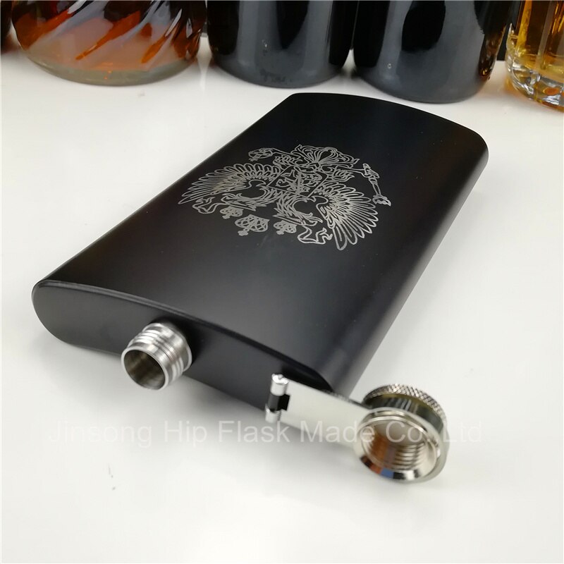 Lead -free 12oz whiskey flask stainless steel flask ,black and silver