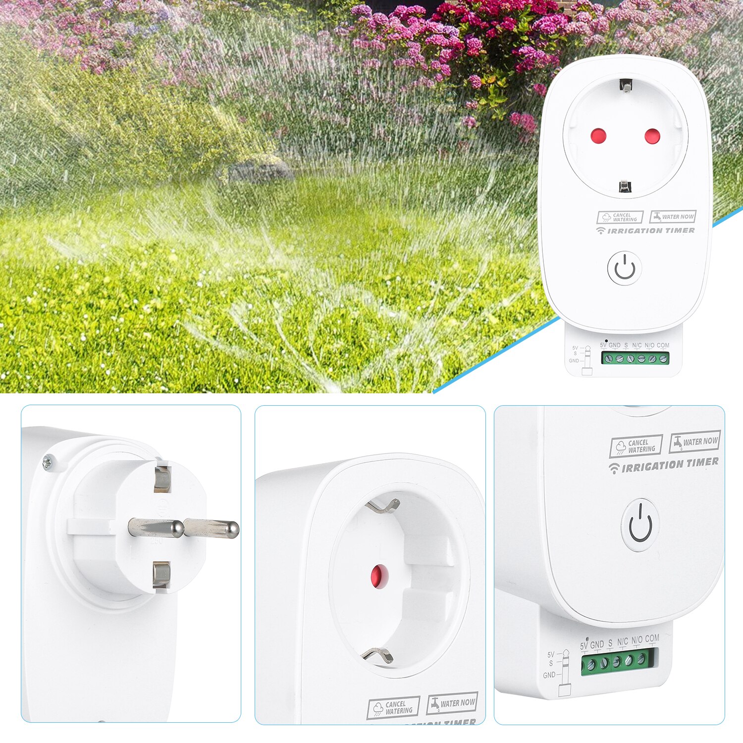 Sistema de riego automático para jardín, Control WiFi mediante aplicación, controlador de riego con temporizador para Alexa, Google Home Assistant, Tuya