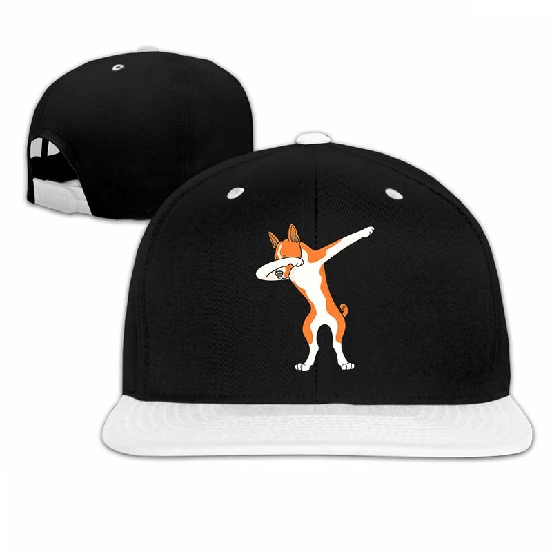 Funny Basenji Dabbing Baseball cap men women Trucker Hats adjustable cap: 5-White