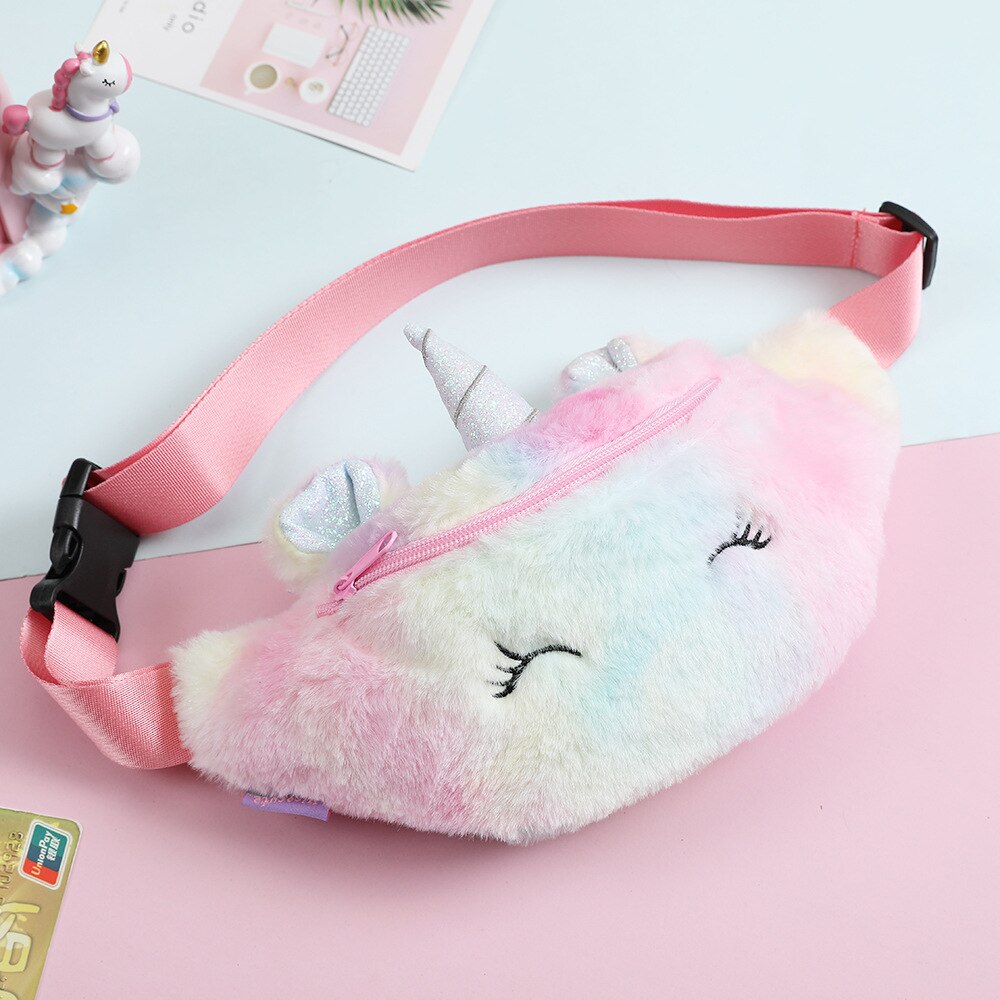 Cute Chest Bag Unicorn Female Waist Bag Kids Cartoon Plush Women Belt Bag Travel Phone Pouch Chest Bag